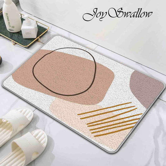 JoySwallow Modern Abstract Line Blocks Bathmat, Geometrical Tufted Bathmat Rug Area Rug Bedroom Rugs