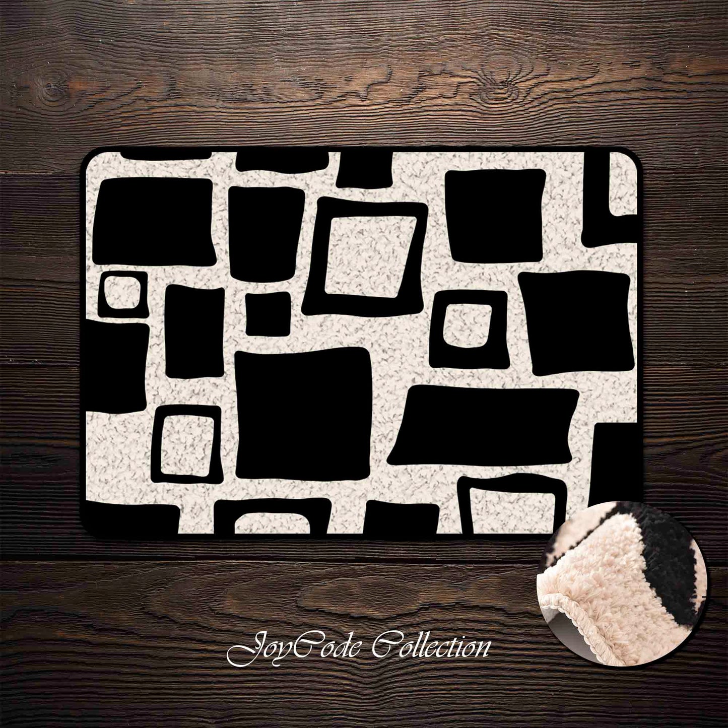 JoySwallow Modern Irregular Black and White Blocks Bathmat, Geometrical Tufted Bathmat Rug Area Rug Bedroom Rugs