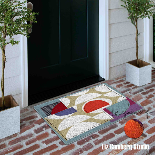 Off White Half Moons Flannel Door Mat by Liz Gamberg Studio from US