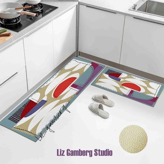 Off White Half Moons Kitchen Mat by Liz Gamberg Studio from US