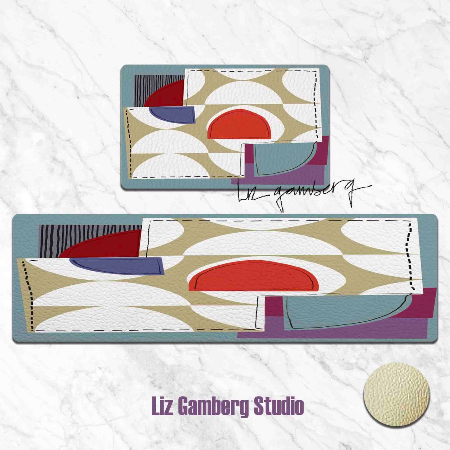 Off White Half Moons Kitchen Mat by Liz Gamberg Studio from US