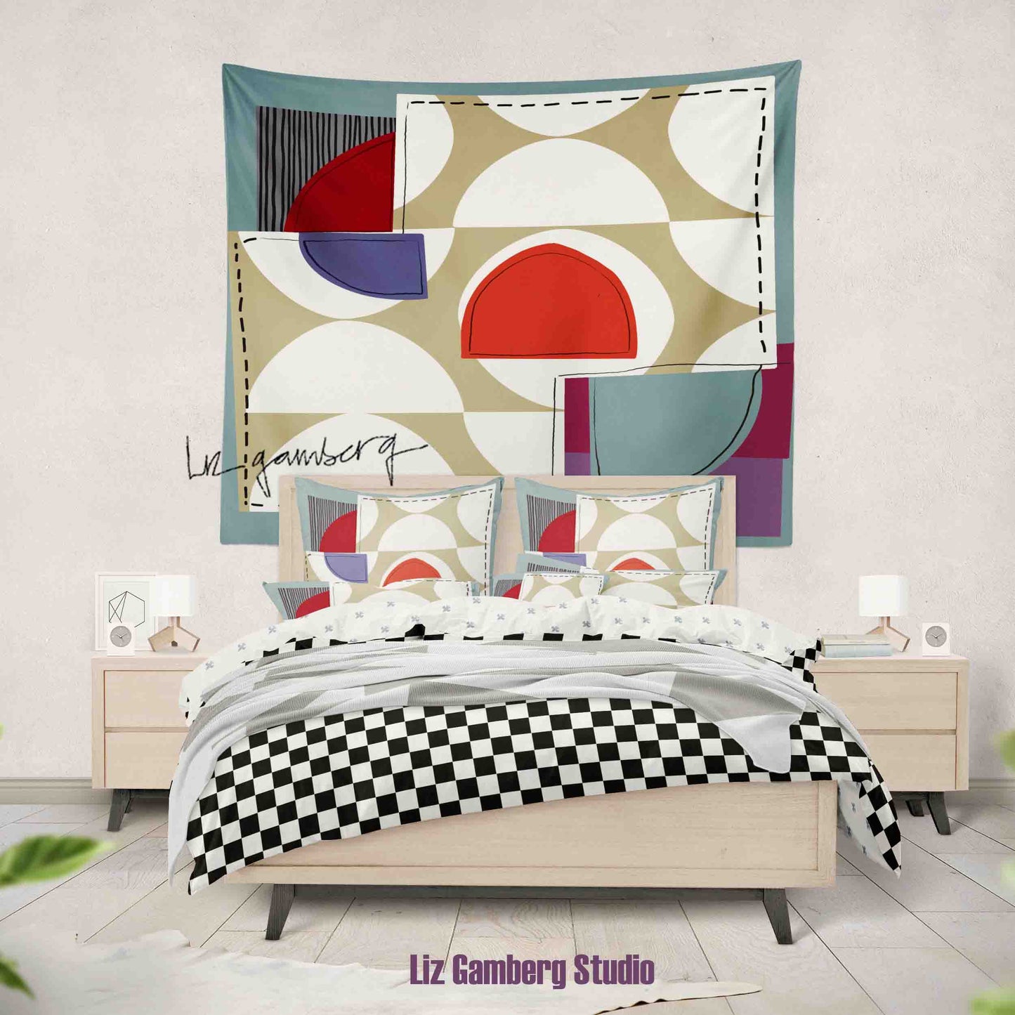 Off White Half Moons Tapestry by  Liz Gamberg Studio from US