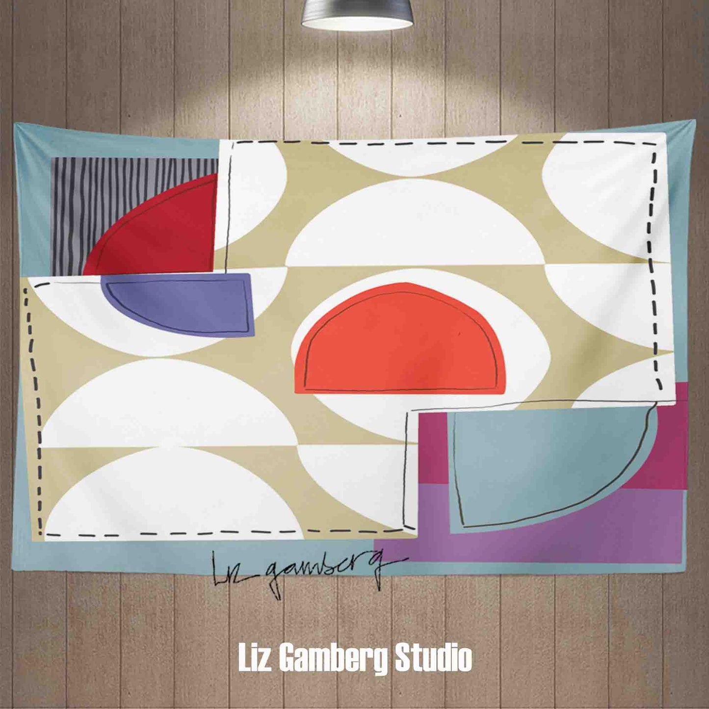 Off White Half Moons Tapestry by  Liz Gamberg Studio from US