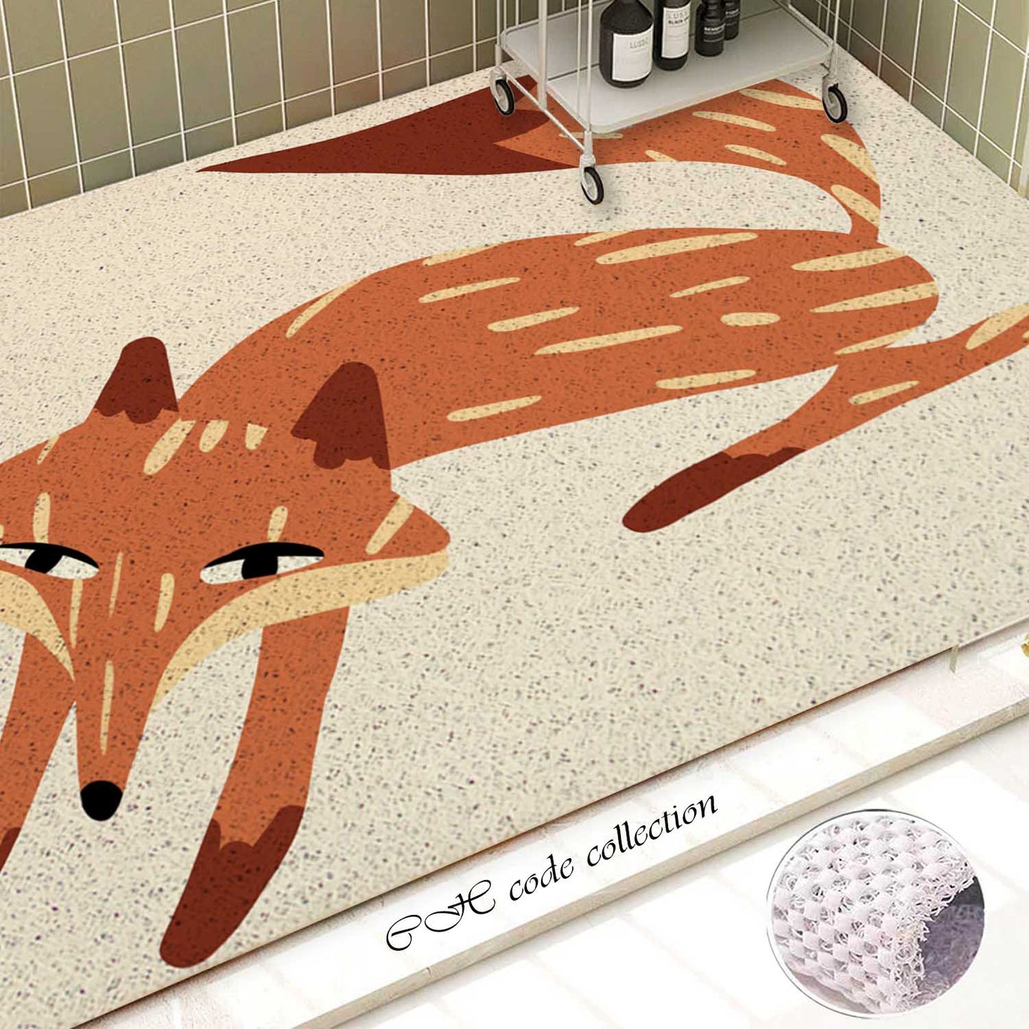 Orange Fire Fox coil PVC Coil Bathtub Mat by JoySwallow Art