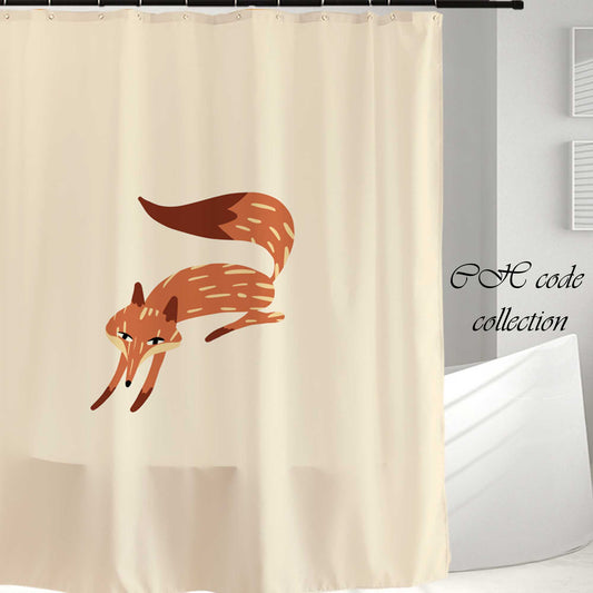 JoySwallow Orange Fire Fox Shower Curtain, Animal Waterproof Curtains, Machine Washable Shower Curtains, Heavy Weighted Bath Curtains with hooks