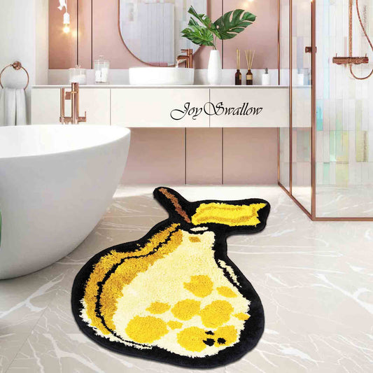 JoySwallow Irregular Pear Tufted Bathmat, Pears Bathroom Rug, Fruit Area Rug, Pear Bedroom Rugs