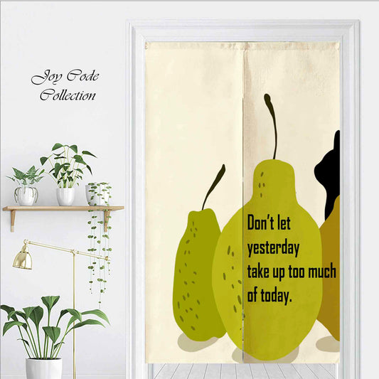 JoySwallow Doorway Curtain, Pears and Cat  Doorway Curtain, Fruit Door Tapestries for Home, Animal Door Curtain for Kitchen, Curtain for Bedroom Decoration, Privacy Divider Curtain with Rod