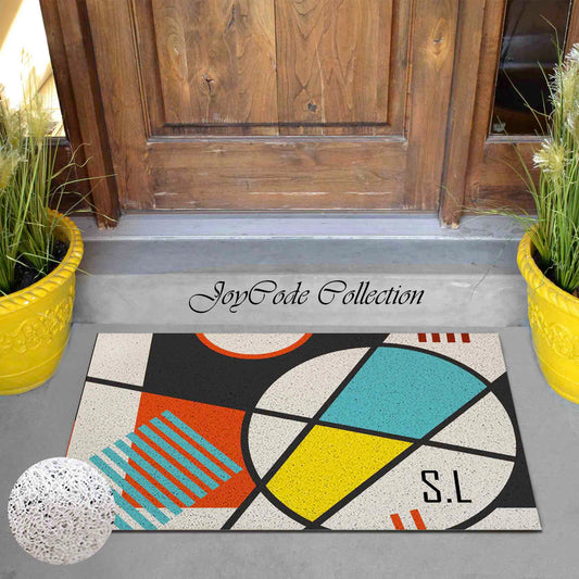 JoySwallow Personalized Door Mat, Modern Irregular Blocking Indoor Mat, PVC Coil Entrance Door Mat, Modern Entryway Mat, Anti-Skid Outdoor Mat, Abstract Entryway Rug for Porch Courtyard, Colorful Blocks Outdoor Mat, Geometrical entrance mat