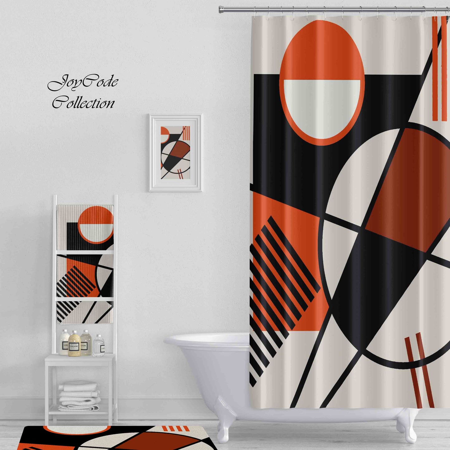 JoySwallow Personalized Shower Curtain, Modern Irregular Blocks Shower Curtain, Geometrical Waterproof Curtains, Colorful blocks Curtains, Machine Washable Curtain, Heavy Weighted Bath Curtains with hooks