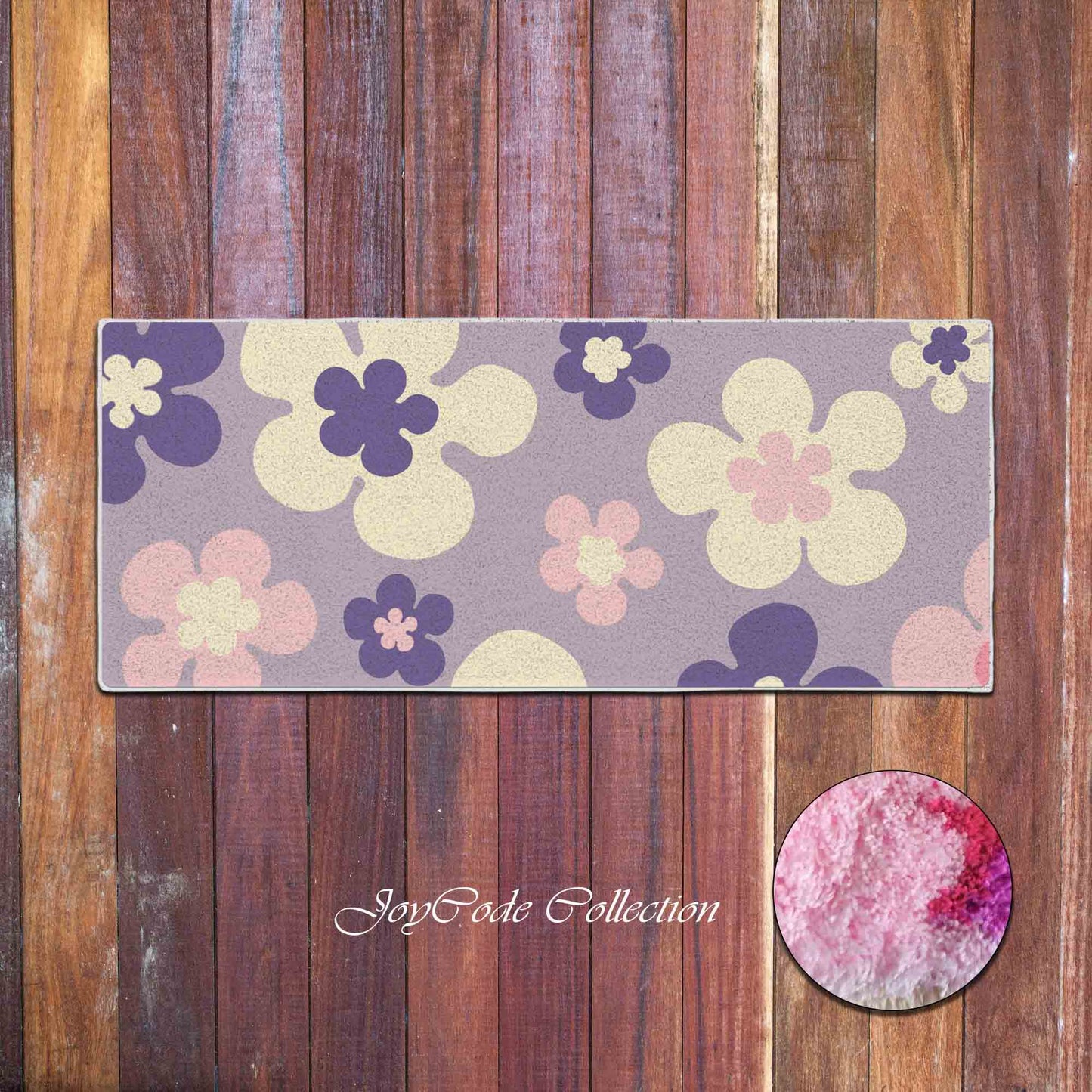 JoySwallow Purple Pink Flowers Tufted Bathmat, Floral Bathroom Rug, Flower Area Rug, Floral Bedroom Rugs