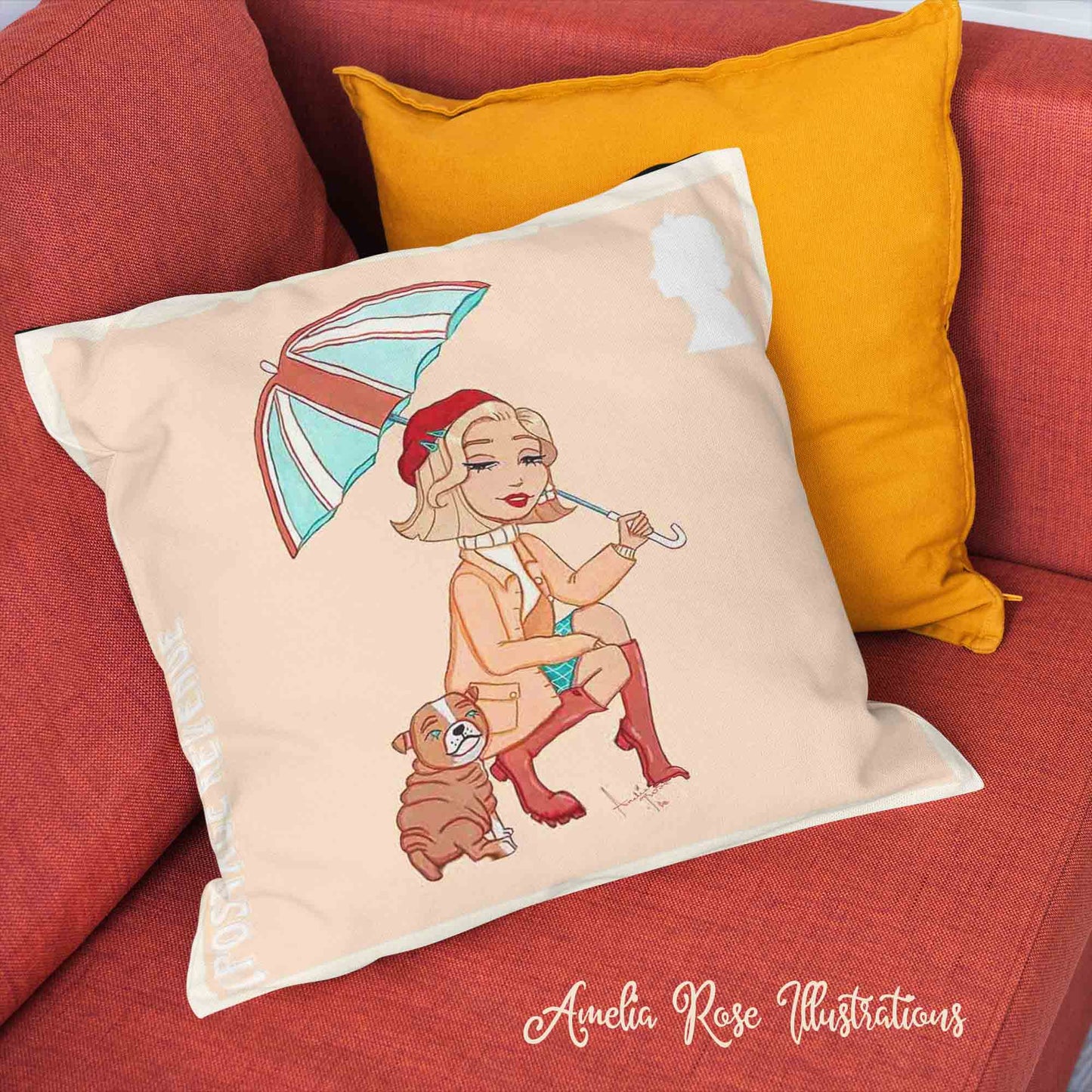 Rainy Day Velvet | Linen Cotton | Satin Throw Pillow Covers without Inserts by AmeliaRose Illustrations from UK