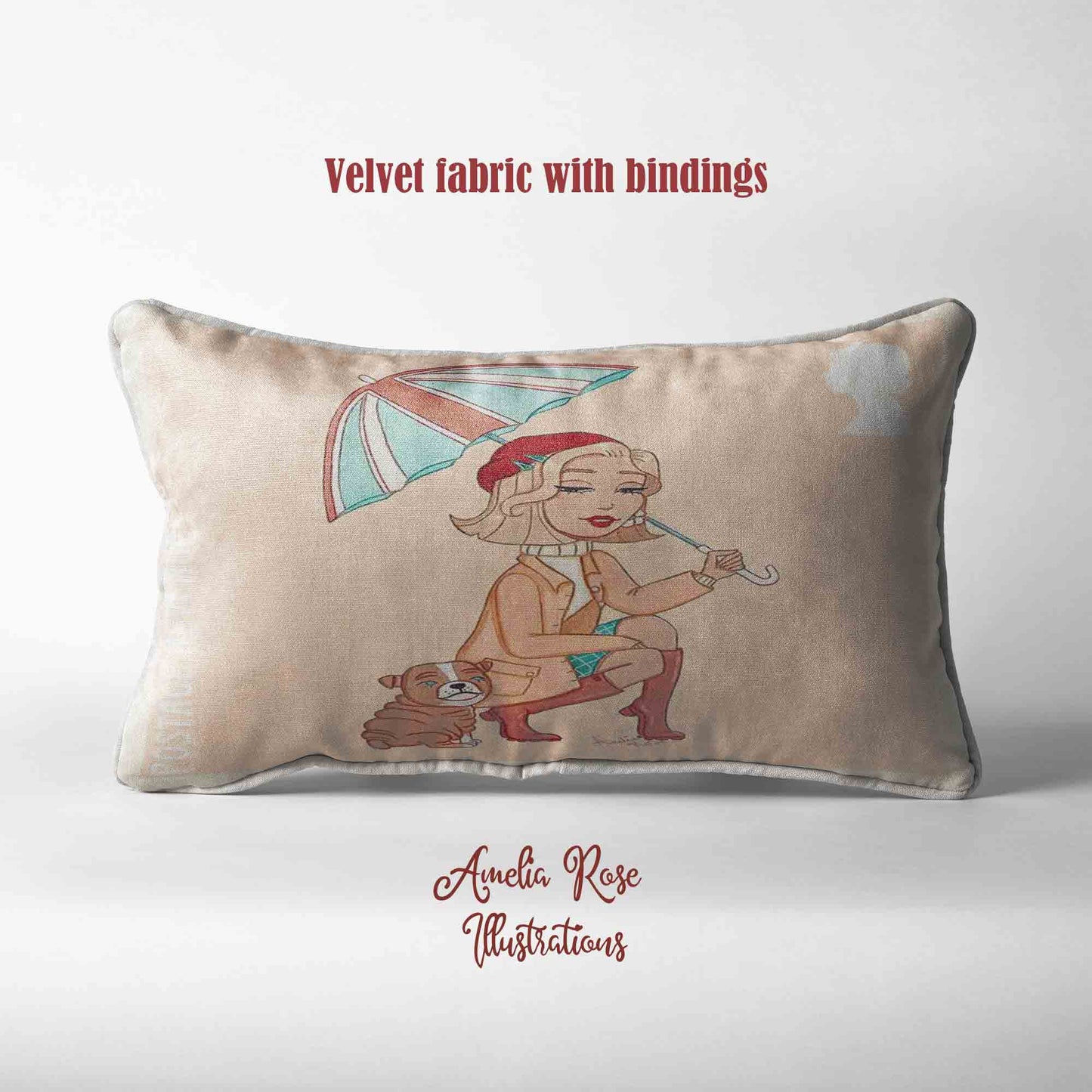 Rainy Day Velvet | Linen Cotton | Satin Throw Pillow Covers without Inserts by AmeliaRose Illustrations from UK