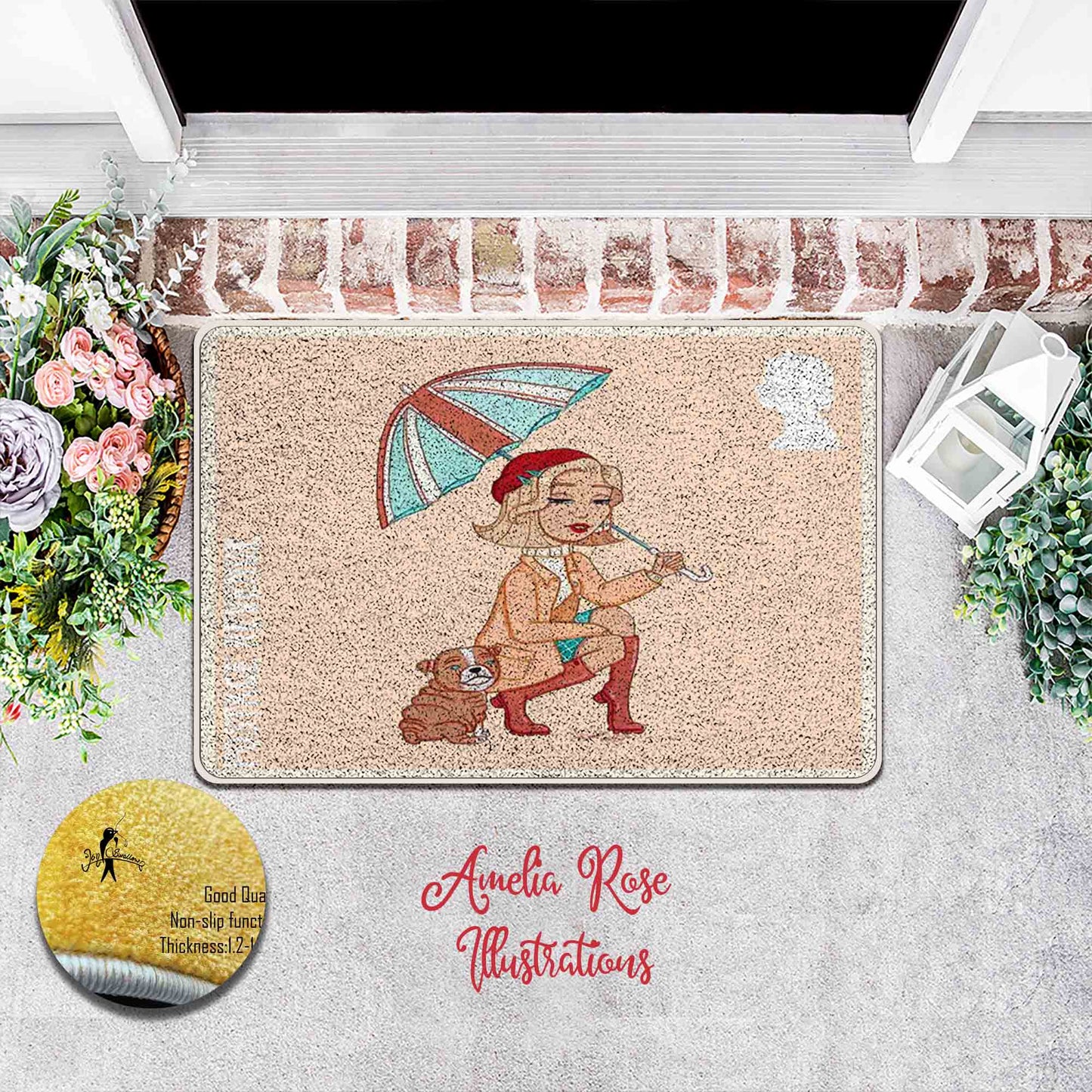 Rainy Day Flannel Door Mat by AmeliaRose Illustrations from UK