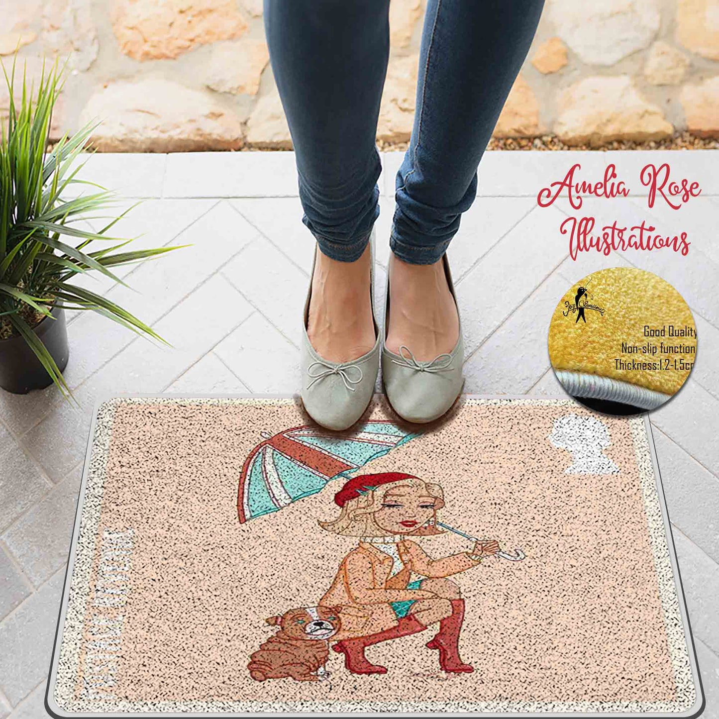 Rainy Day Flannel Door Mat by AmeliaRose Illustrations from UK