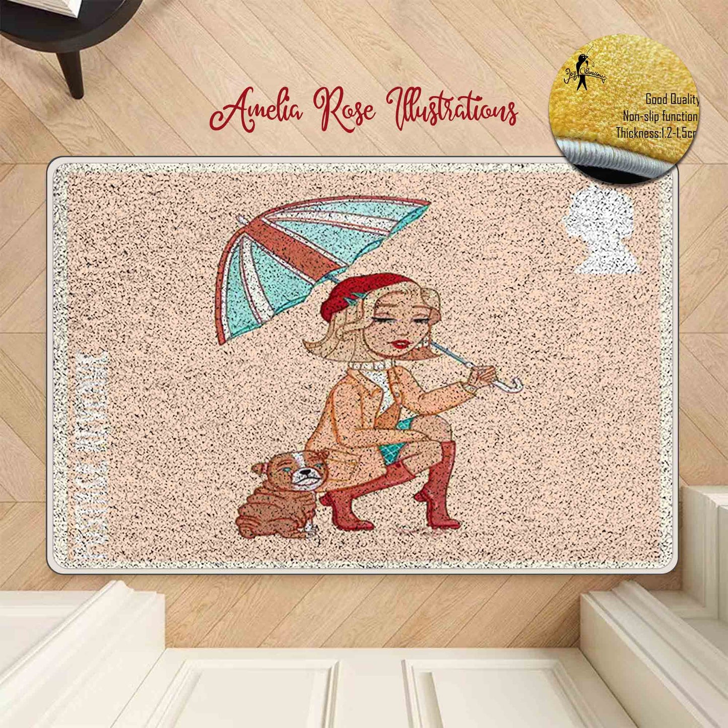 Rainy Day Flannel Door Mat by AmeliaRose Illustrations from UK