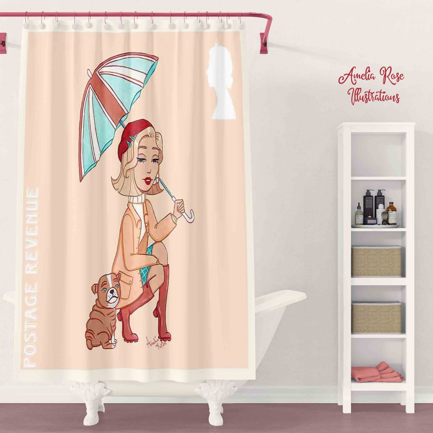 Rainy Days Shower Curtain by AmeliaRose Illustrations from UK