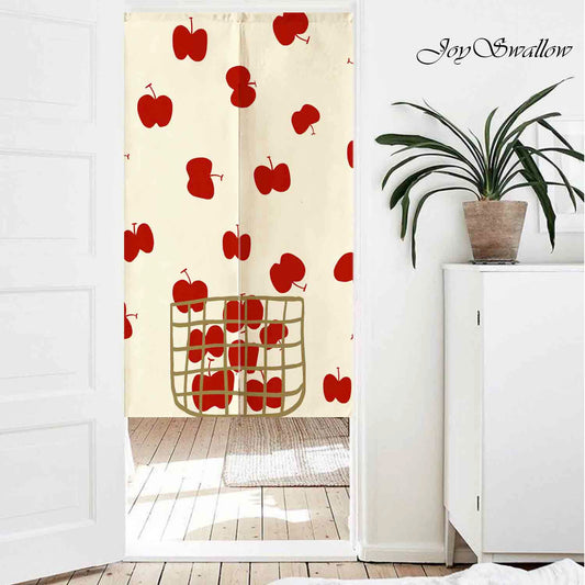 JoySwallow Personalized Doorway Curtain, Red Apples Doorway Curtain, Fruit Door Tapestries for Home, Apple Door Curtain for Kitchen, Curtain for Bedroom Decoration, Privacy Divider Curtain with Rod