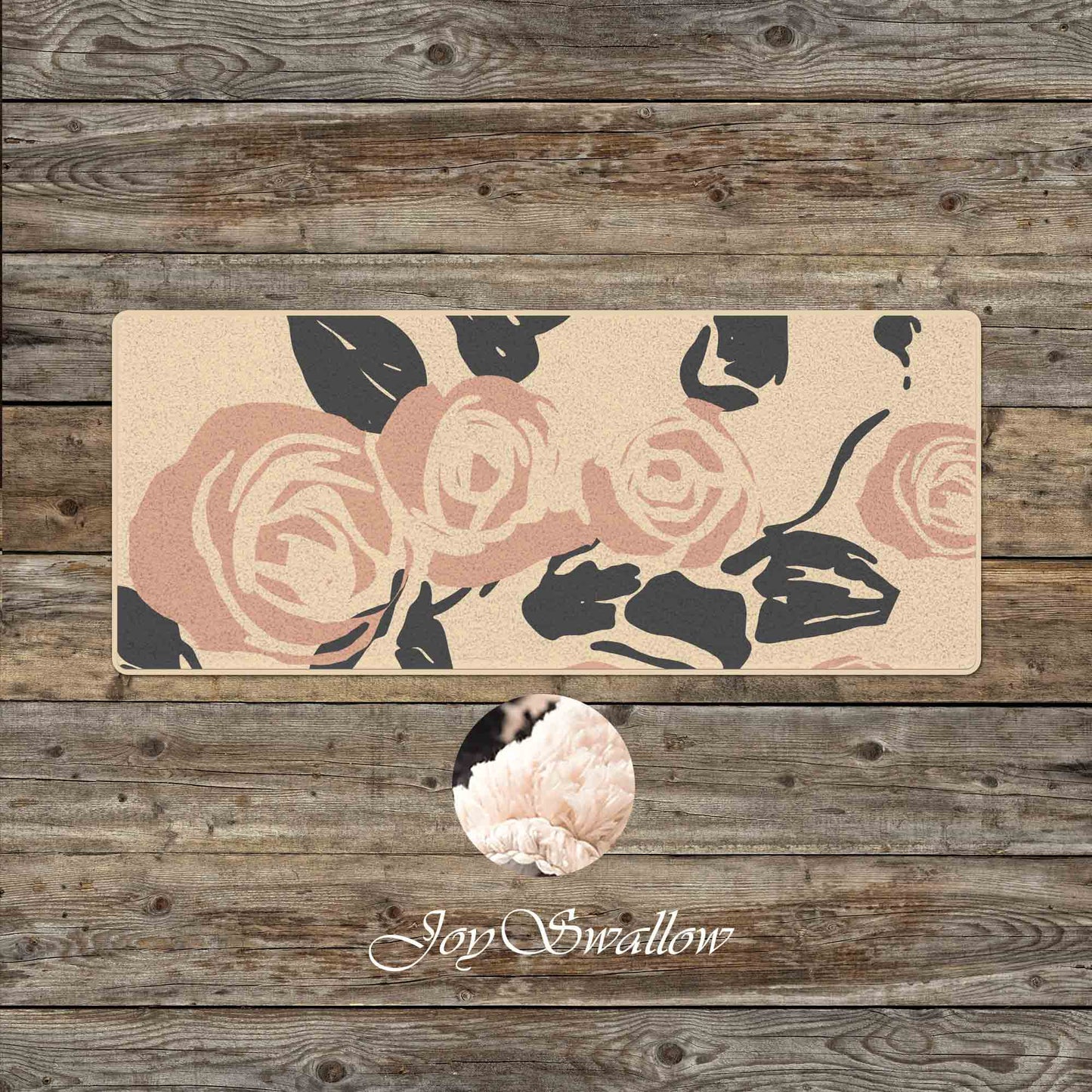 JoySwallow Pink Roses Flowers Tufted Bathmat, Floral Bathroom Rug, Flower Area Rug, Floral Bedroom Rugs