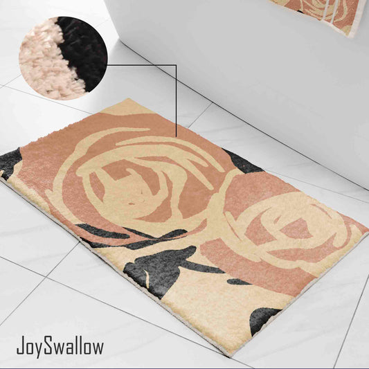 JoySwallow Pink Roses Flowers Tufted Bathmat, Floral Bathroom Rug, Flower Area Rug, Floral Bedroom Rugs