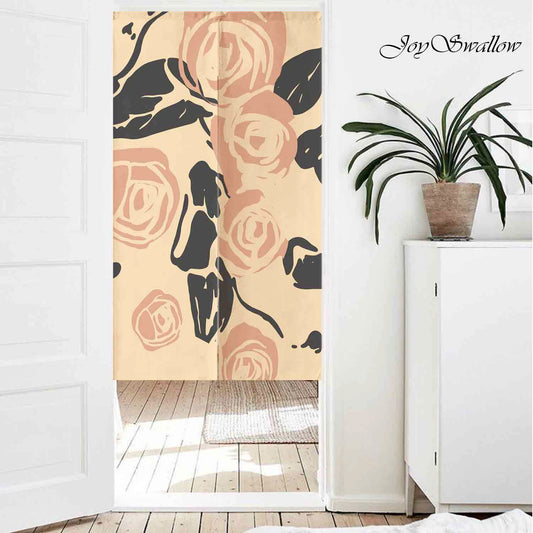 JoySwallow Personalized Doorway Curtain, Rose Flower Door Curtain, Floral Door Tapestries for Home, Flower Door Curtain for Kitchen, Curtain for Bedroom Decoration, Privacy Divider Curtain with Rod