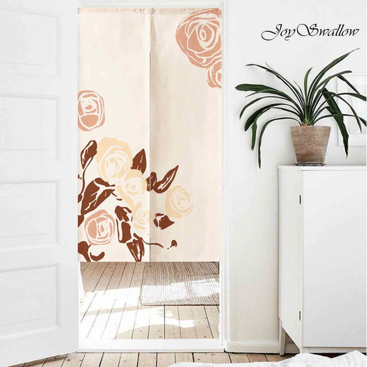 JoySwallow Personalized Doorway Curtain, Pink Rose Flowers Door Curtain, Floral Door Tapestries for Home, Flower Door Curtain for Kitchen, Curtain for Bedroom Decoration, Privacy Divider Curtain with Rod