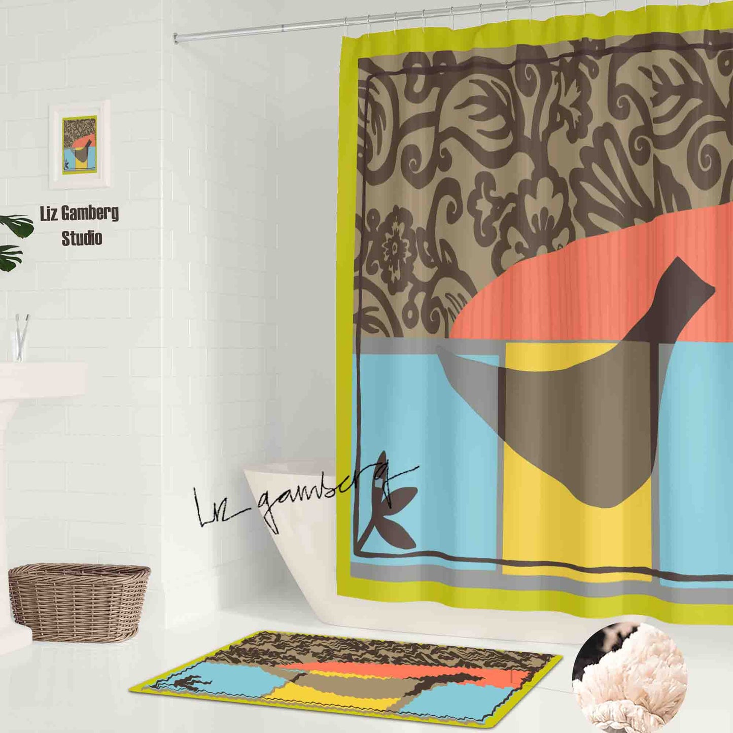 Solo Bird Shower Curtain by Liz Gamberg Studio from US