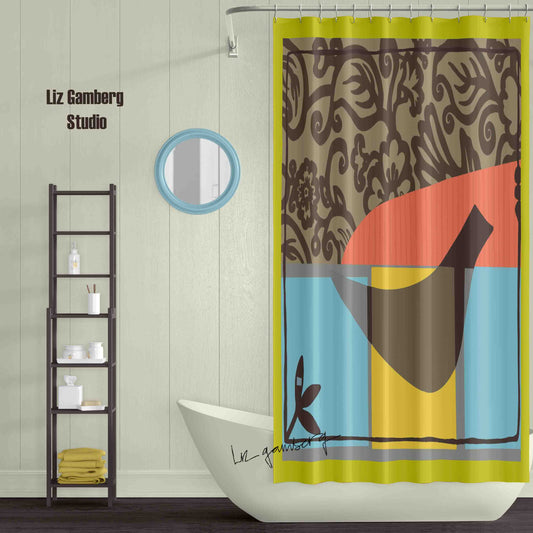 Solo Bird Shower Curtain by Liz Gamberg Studio from US