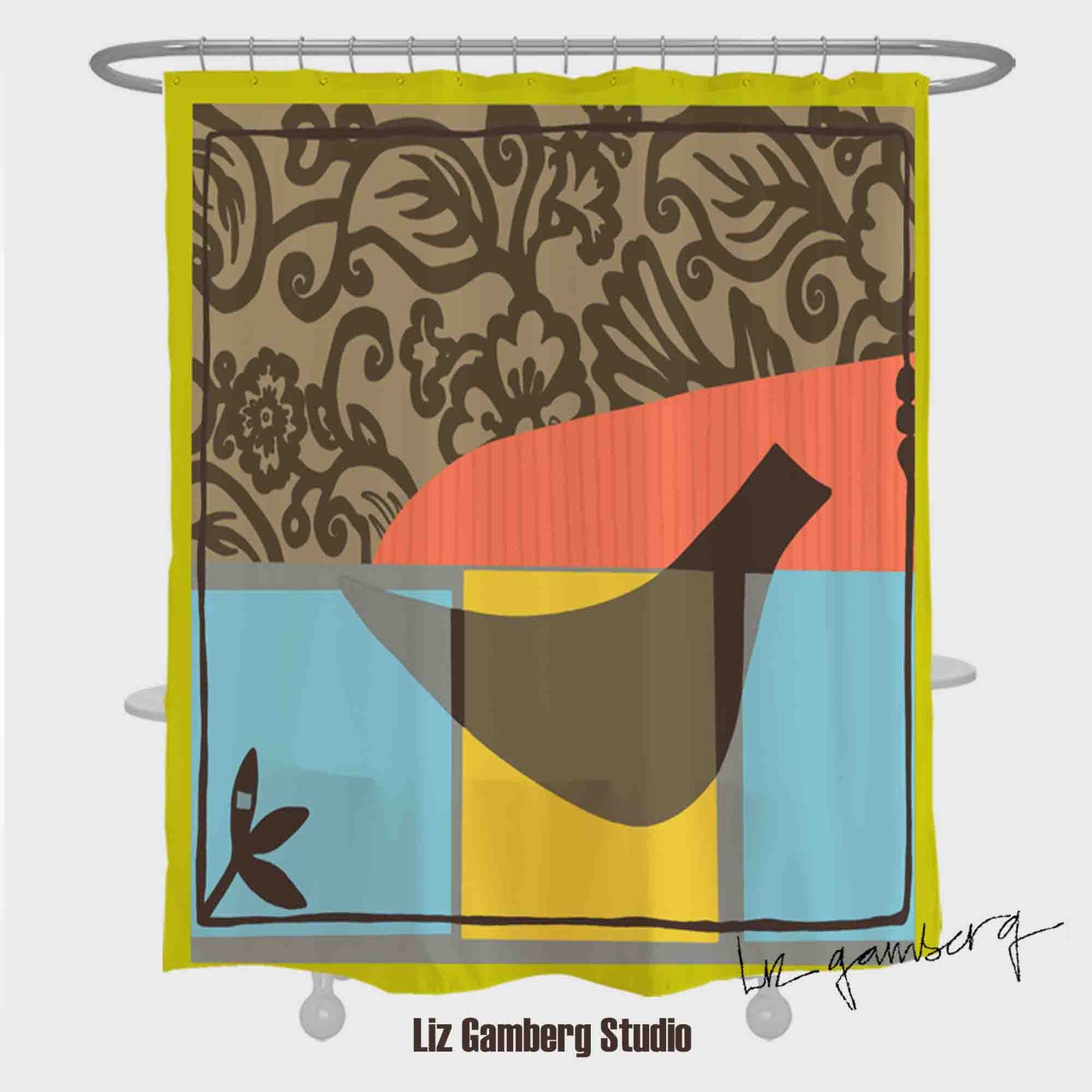 Solo Bird Shower Curtain by Liz Gamberg Studio from US