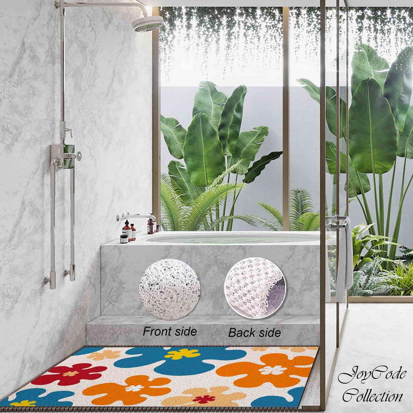 JoySwallow Personalized Bathtub Mat, Spring Little Flowers Bath Tub Mat, PVC Coil Shower Mat, Anti Skid PVC Coil Bathmat, Floral Permeable Bathmat, Drainable Rug