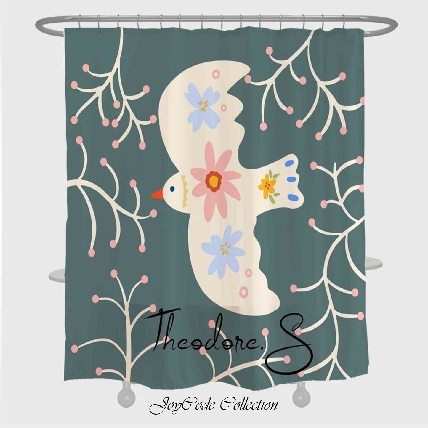 JoySwallow Personalized Shower Curtain, Swallow Bird Shower Curtain, Birds Waterproof Curtains, Animal Machine Washable Shower Curtains, Heavy Weighted Bath Curtains with hooks