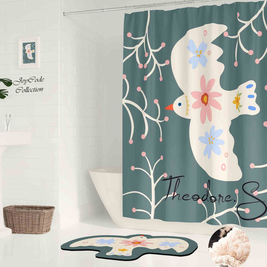 JoySwallow Personalized Shower Curtain, Swallow Bird Shower Curtain, Birds Waterproof Curtains, Animal Machine Washable Shower Curtains, Heavy Weighted Bath Curtains with hooks