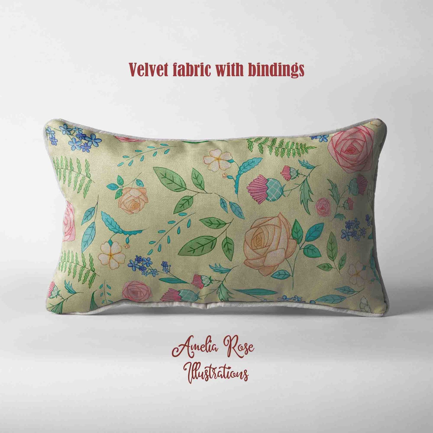 The English Garden Velvet | Linen Cotton | Satin Throw Pillow Covers without Inserts by AmeliaRose Illustrations from UK