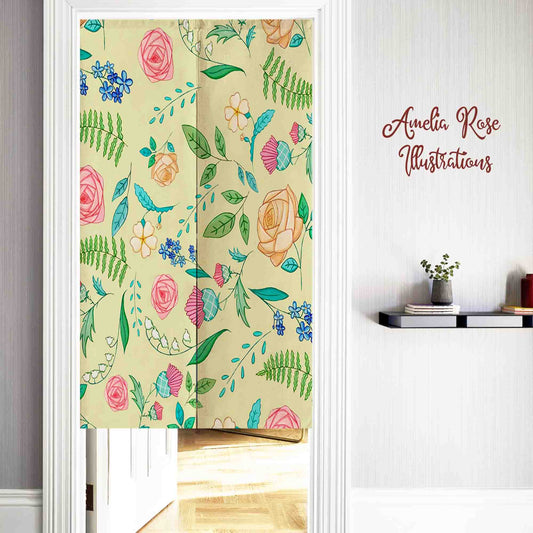 The English Garden Doorway Curtain by by AmeliaRose Illustrations from UK