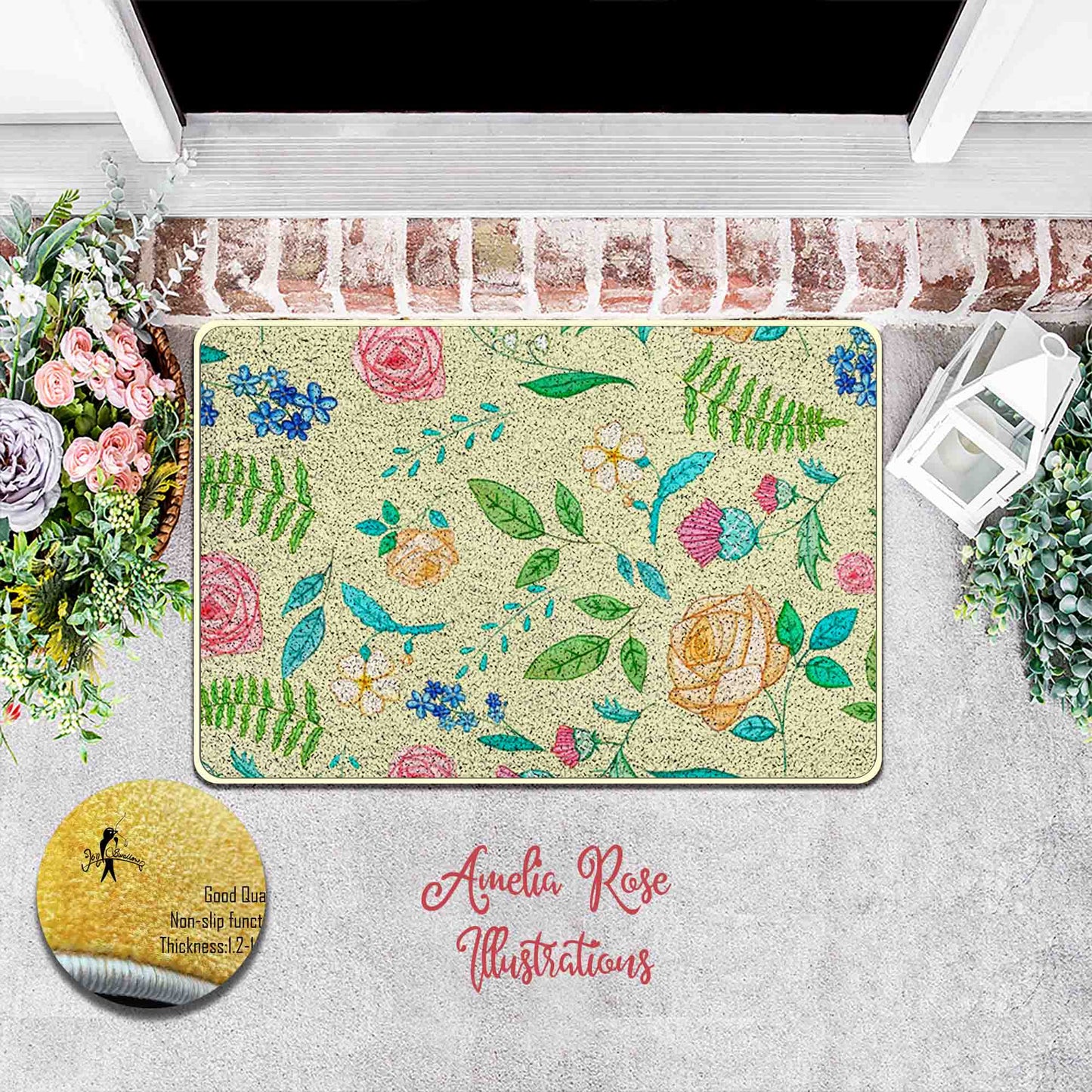 The English Garden Flannel Door Mat by AmeliaRose Illustrations from UK