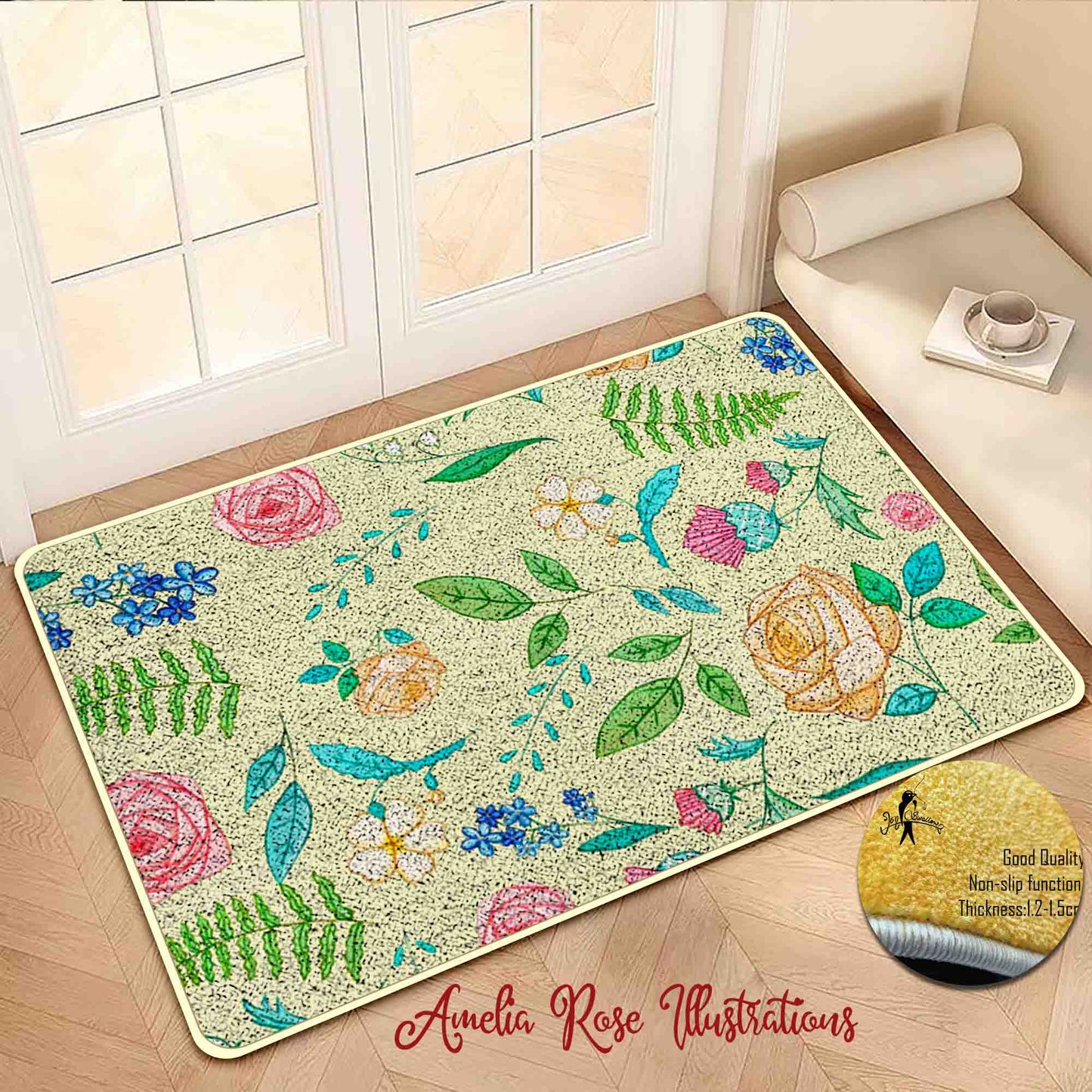 The English Garden Flannel Door Mat by AmeliaRose Illustrations from UK