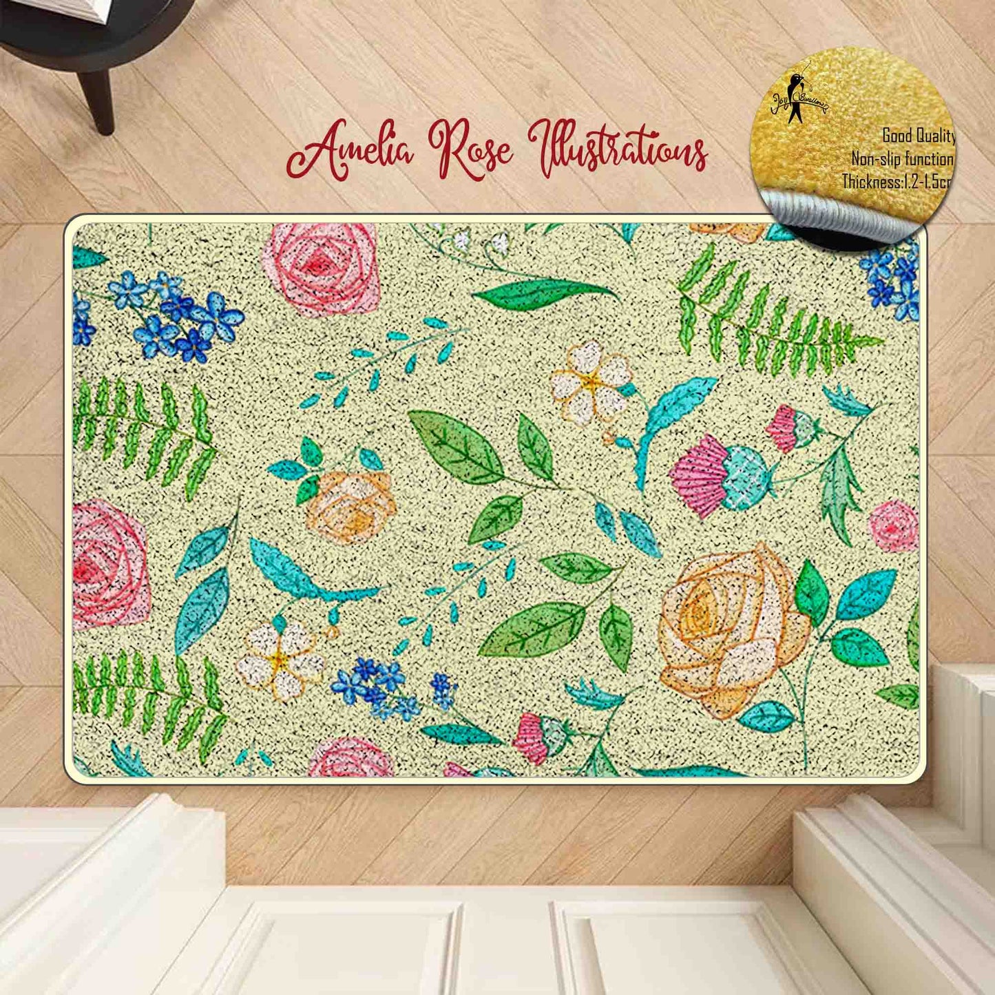 The English Garden Flannel Door Mat by AmeliaRose Illustrations from UK