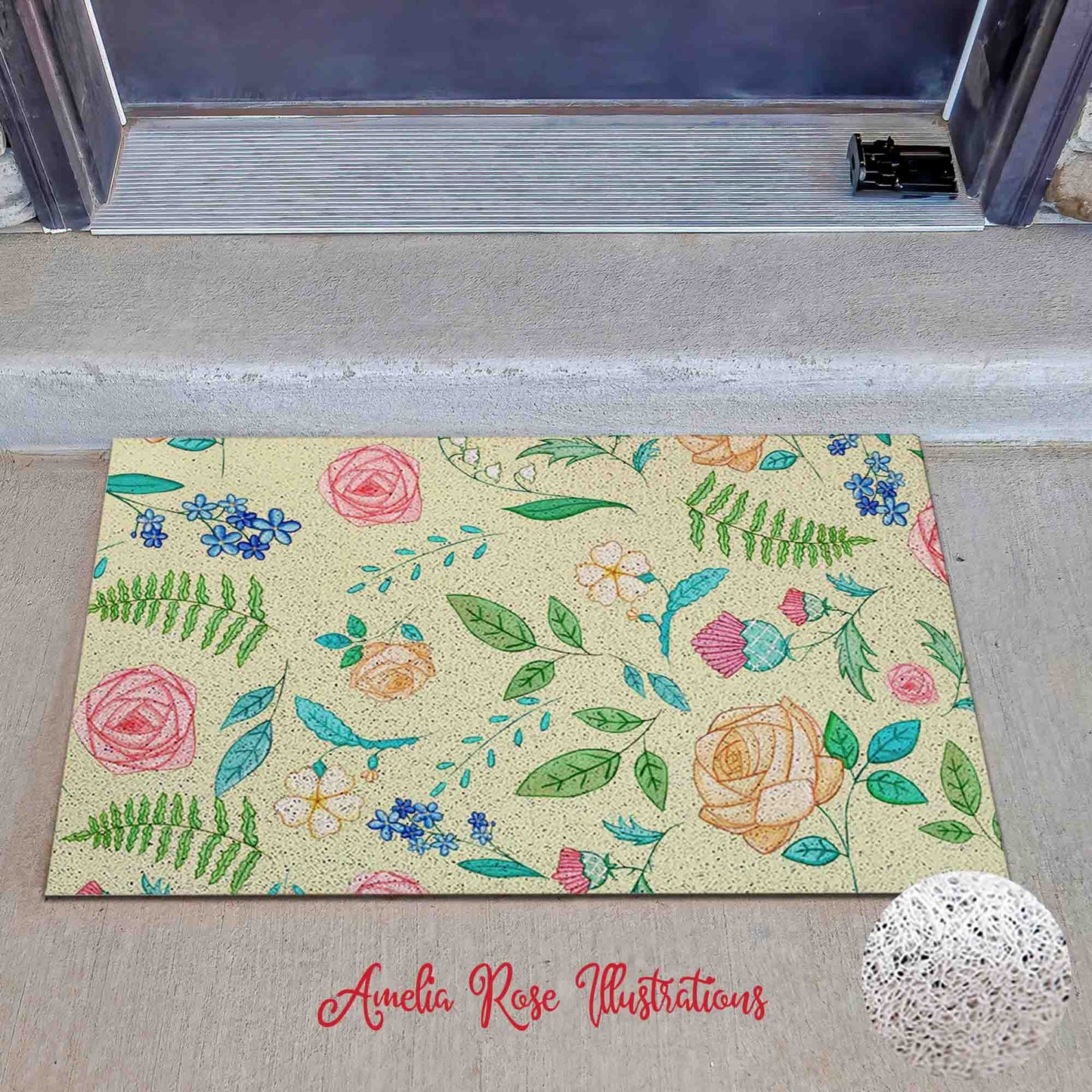 The English Garden PVC Coil Door Mat by AmeliaRose Illustrations from UK