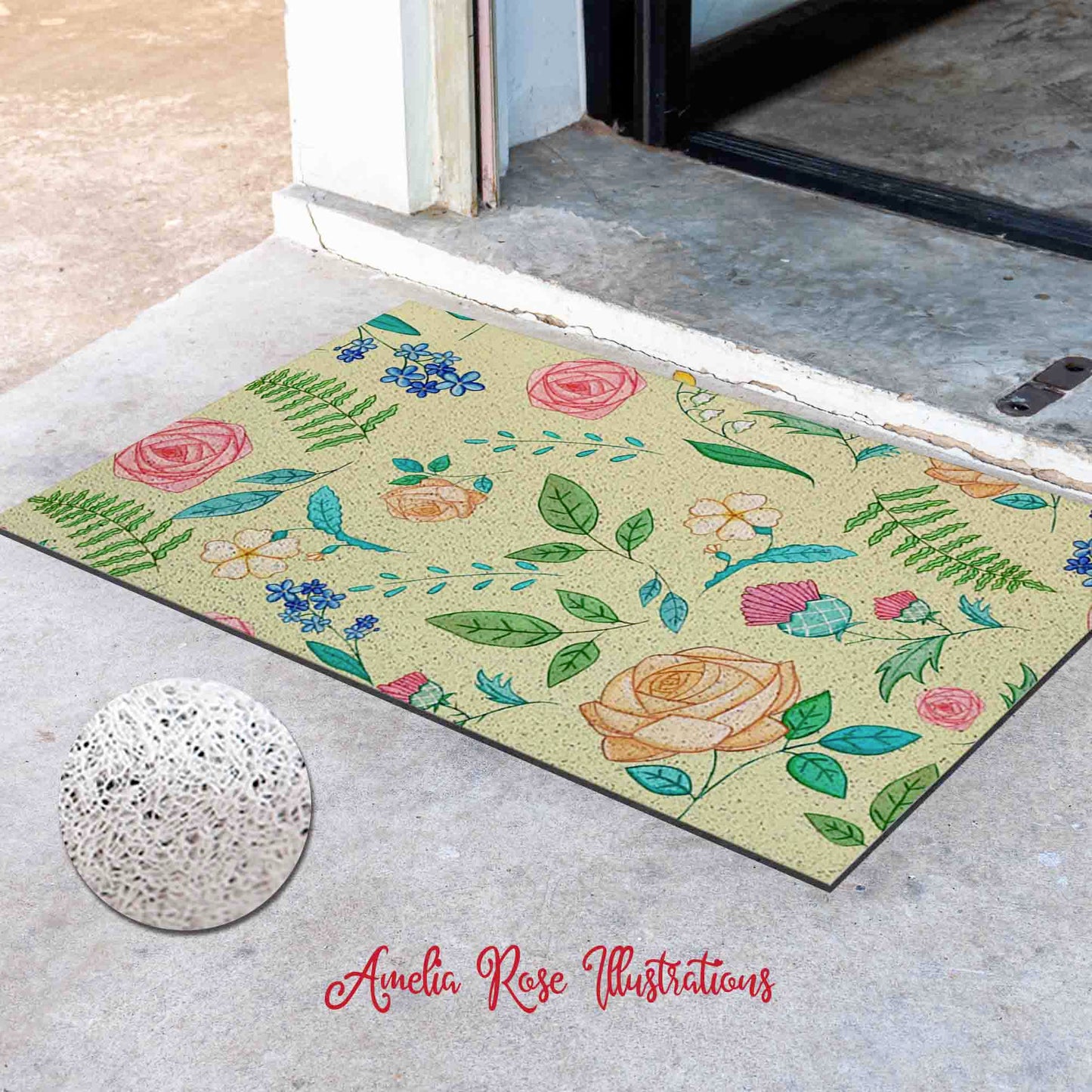 The English Garden PVC Coil Door Mat by AmeliaRose Illustrations from UK