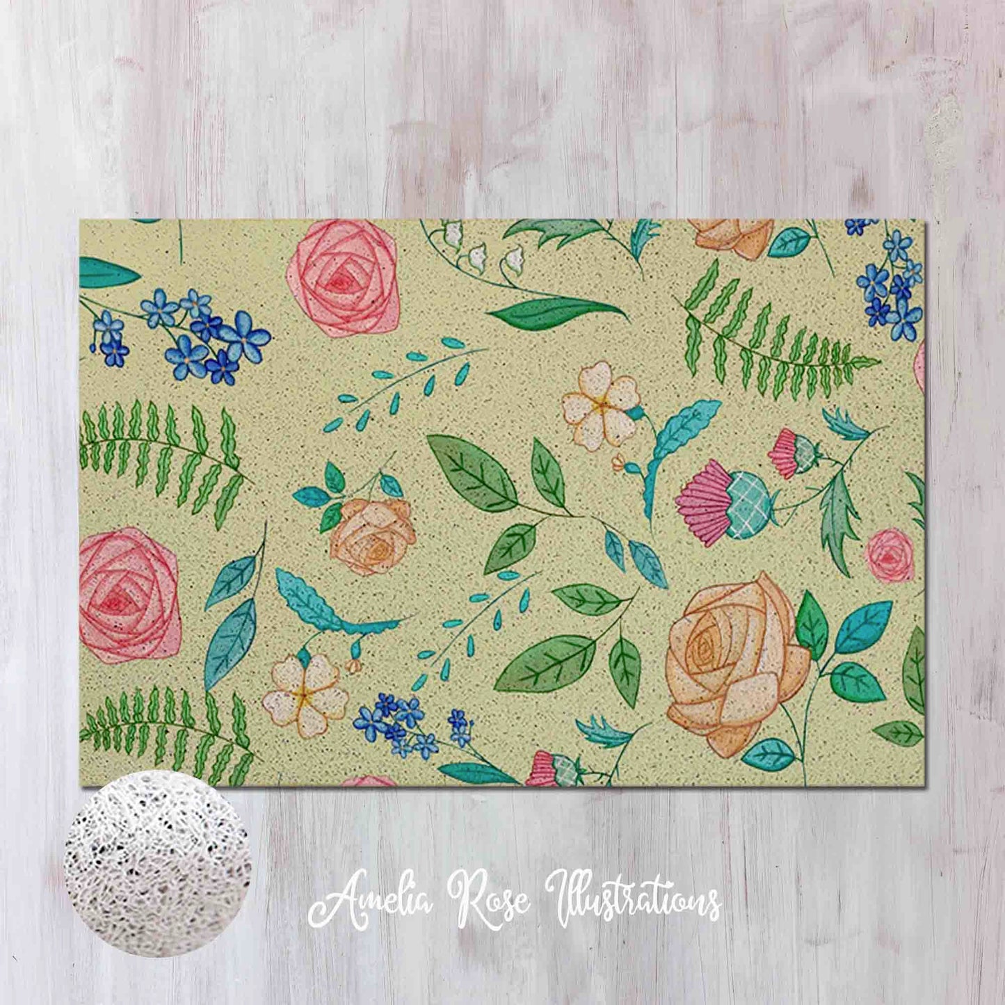 The English Garden PVC Coil Door Mat by AmeliaRose Illustrations from UK