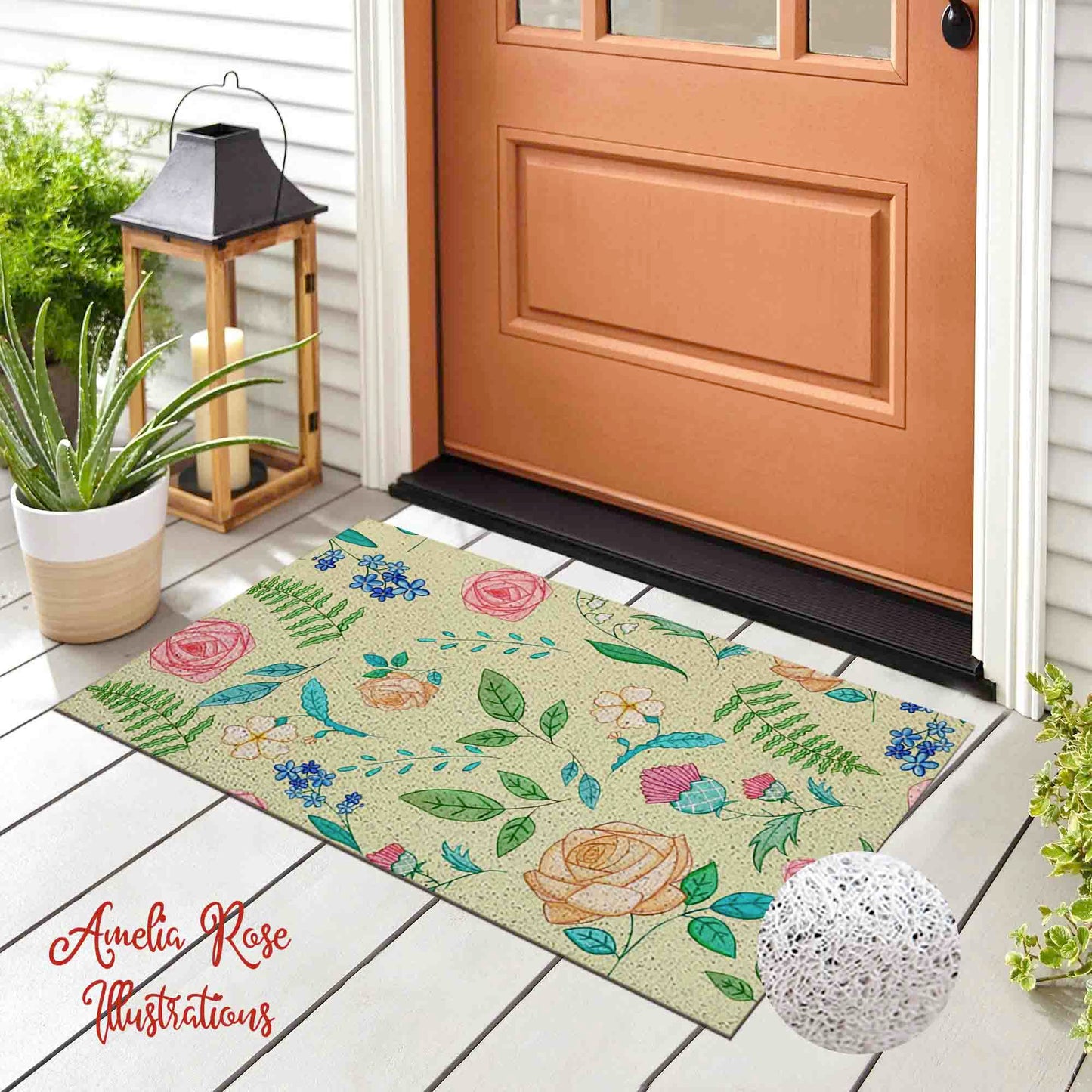 The English Garden PVC Coil Door Mat by AmeliaRose Illustrations from UK