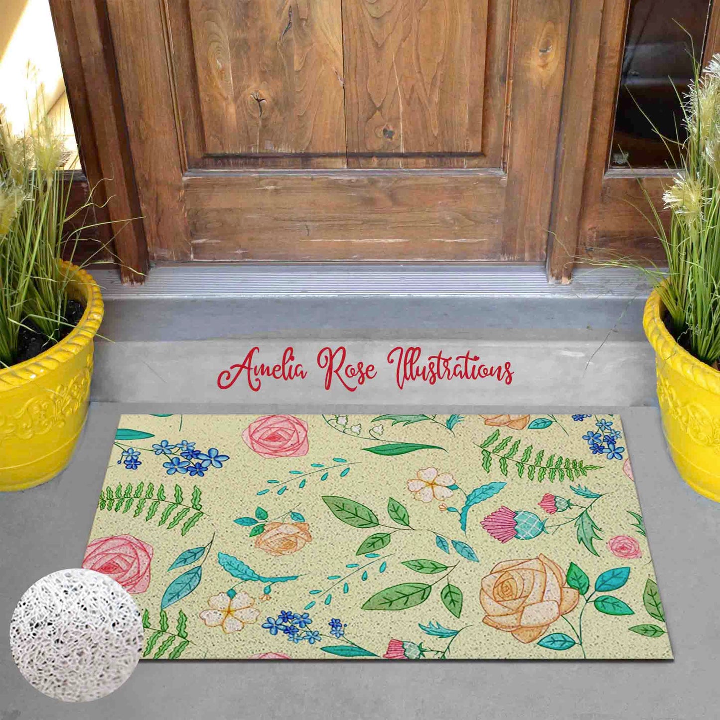 The English Garden PVC Coil Door Mat by AmeliaRose Illustrations from UK