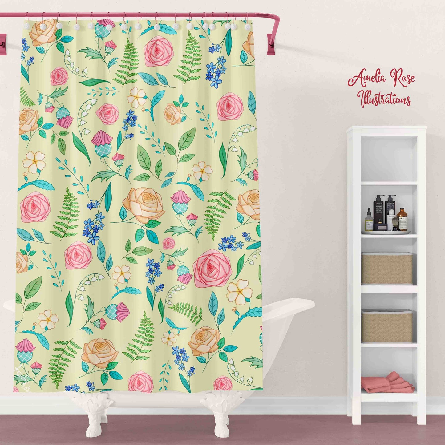 The English Garden Shower Curtain by AmeliaRose Illustrations from UK