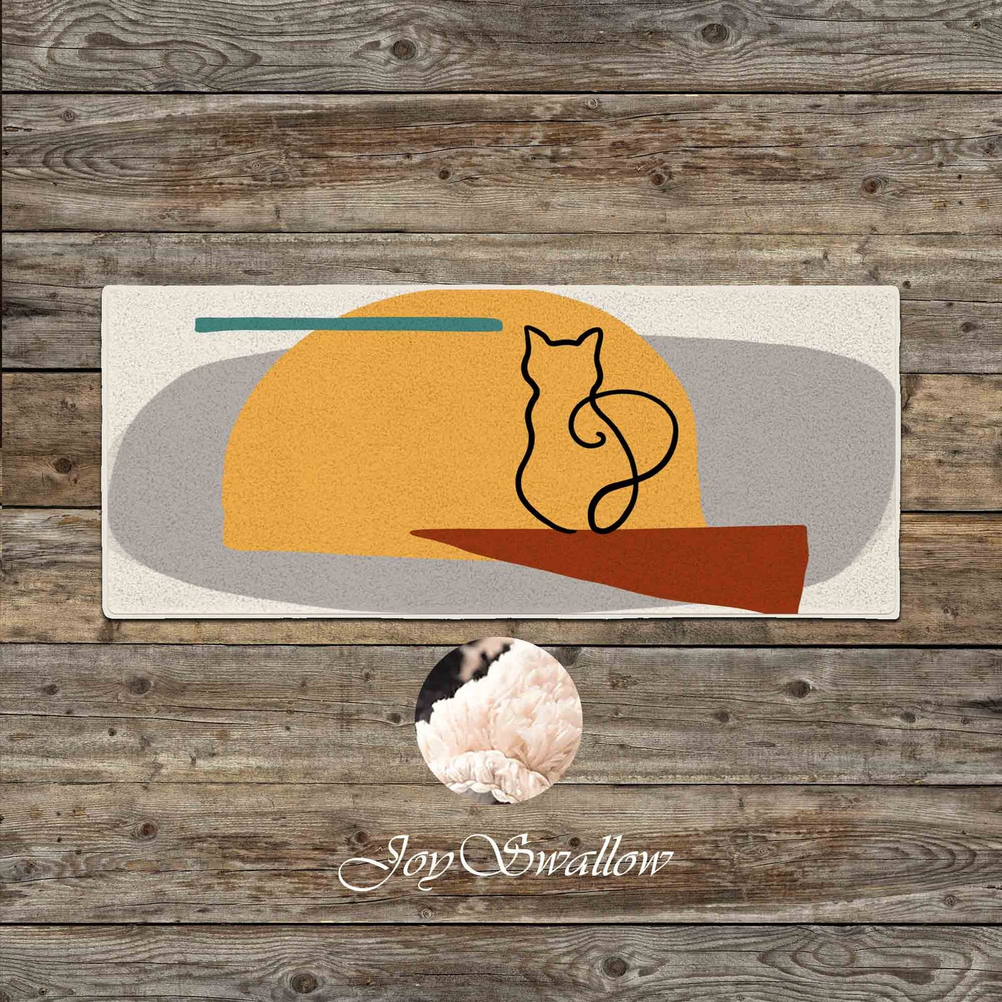 JoySwallow Cat Waiting at Door Tufted Bathmat, Animal Bathroom Rug, Cat Area Rug, Kitty Bedroom Rugs