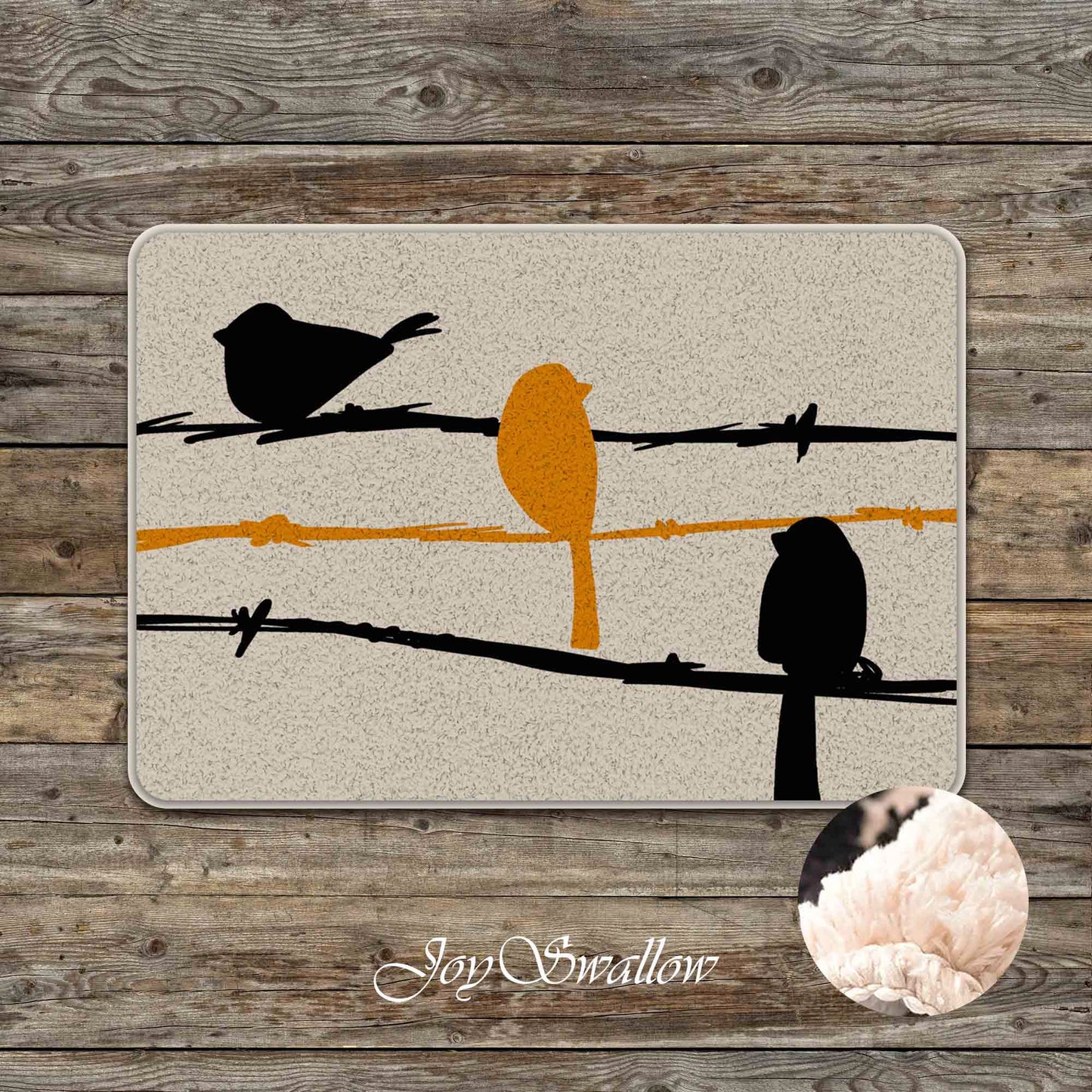 JoySwallow Three Little Birds Tufted Bathmat, Animal Bathroom Rug, birds Area Rug, birds Bedroom Rugs