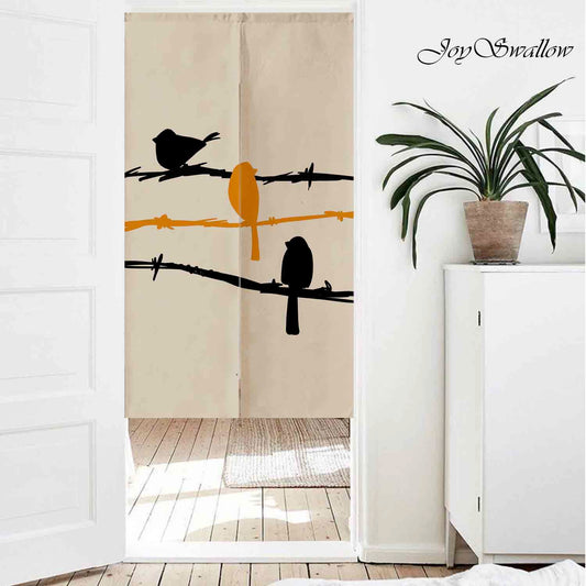 JoySwallow Personalized Doorway Curtain, Three Little Birds Door Curtain, Artistic Bathroom Decor, Birds Door Tapestries for Home, Animal Door Curtain for Kitchen, Curtain for Bedroom Decoration, Privacy Divider Curtain with Rod