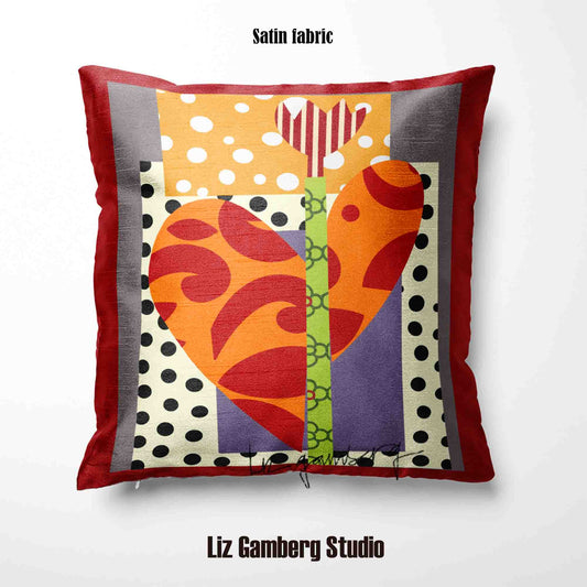 Tulip Heart Velvet | Linen Cotton | Satin Throw Pillow Covers without Inserts by  Liz Gamberg Studio from US