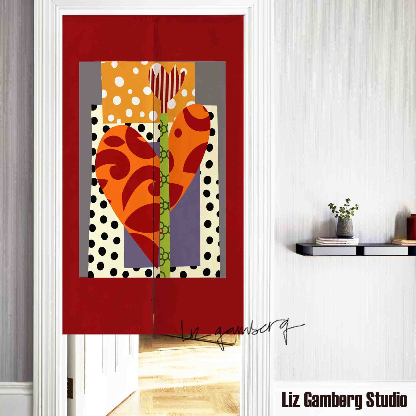 Tulip Heart Doorway Curtain by Liz Gamberg Studio from US