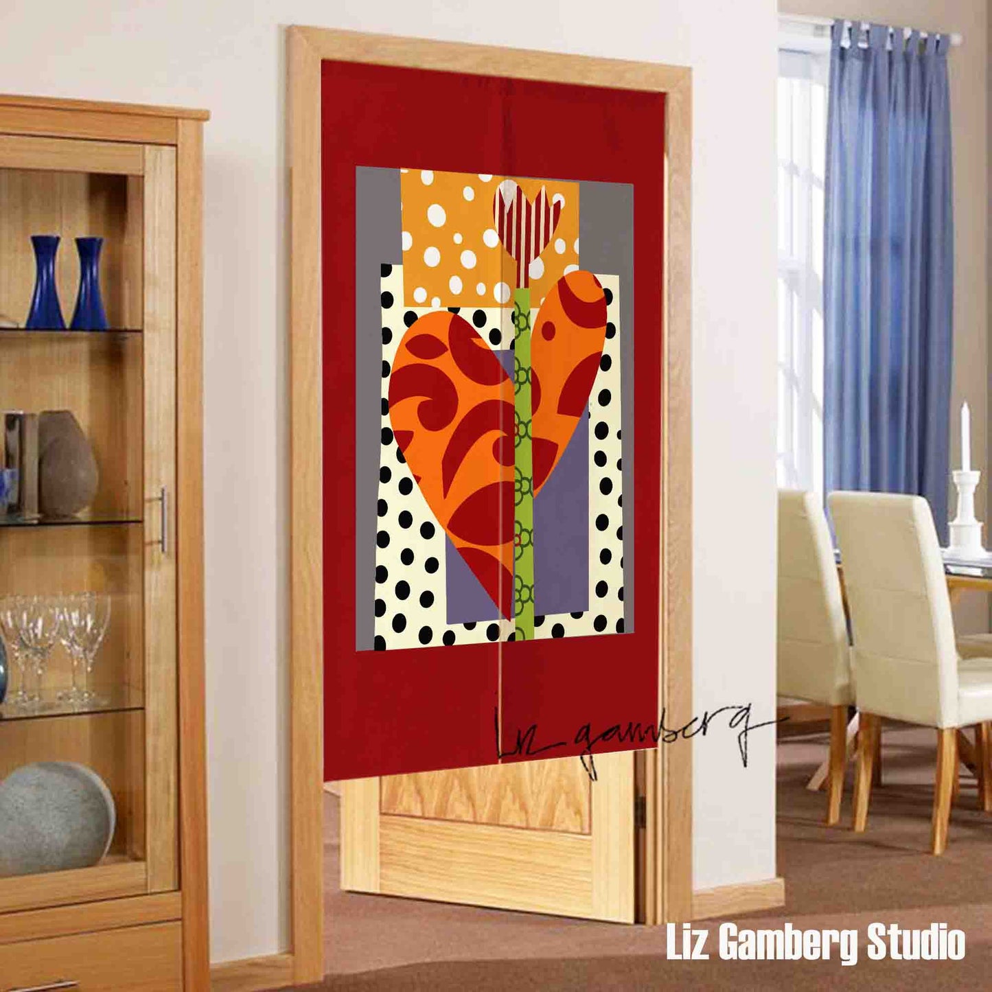 Tulip Heart Doorway Curtain by Liz Gamberg Studio from US