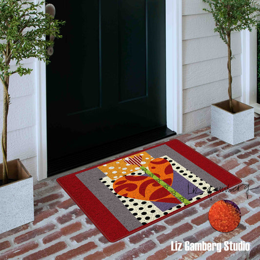 Tulip Heart Flannel Door Mat by Liz Gamberg Studio from US