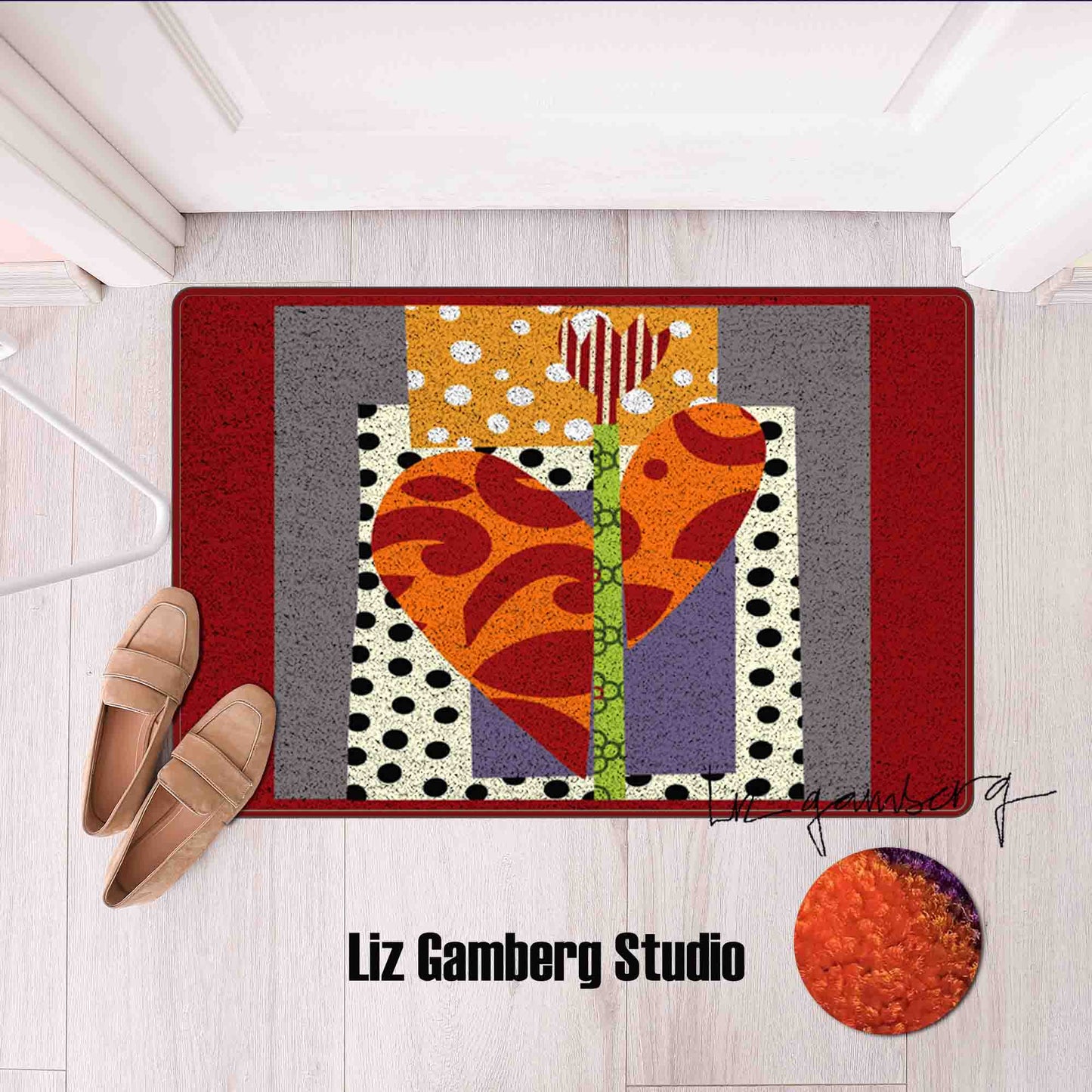 Tulip Heart Flannel Door Mat by Liz Gamberg Studio from US